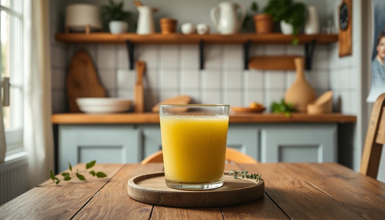 Yaourtière familiale avec plusieurs pots en verre sur un plan de travail de cuisine chaleureuse